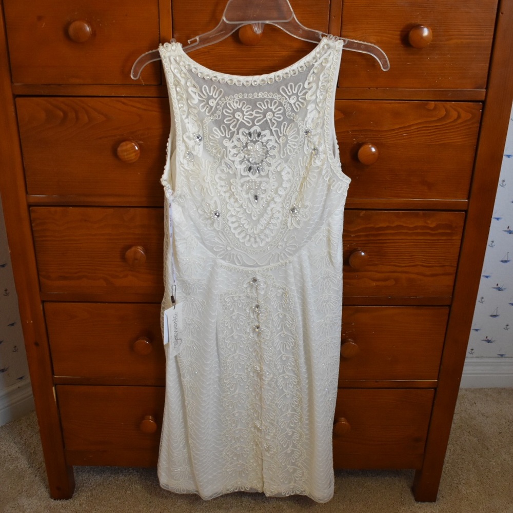 Sue Wong White Jeweled Dress